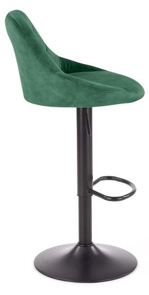 Scaun de bar rotativ H101, verde inchis/negru, stofa catifelata/metal