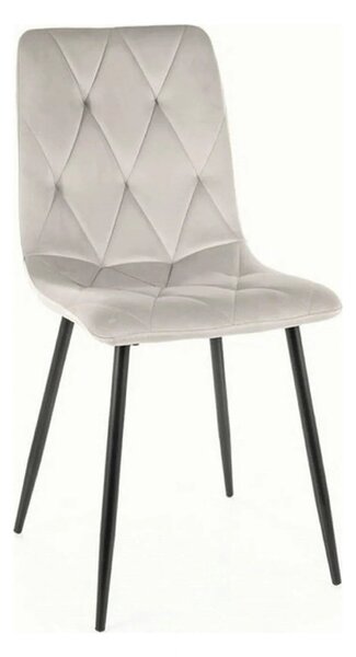 Scaun TOM, gri deschis/negru, stofa catifelata/metal, 45x39x91 cm