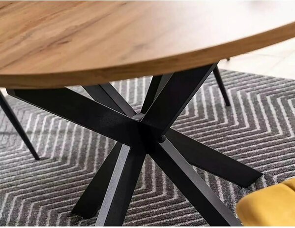 Masa extensibila pentru sufragerie GASTON, stejar/negru, 100/135x100x7