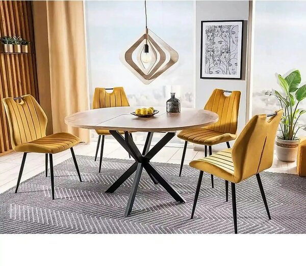 Masa extensibila pentru sufragerie GASTON, stejar/negru, 100/135x100x7