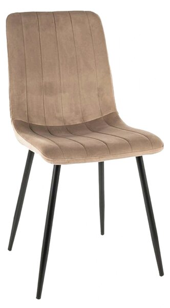 Scaun ALAN, bej/negru, stofa catifelata/metal, 45x39x91 cm
