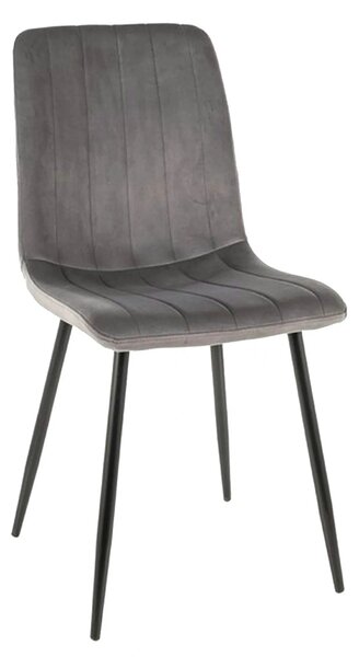 Scaun tapitat stofa catifelata ALAN, gri/negru, 45x39x91 cm