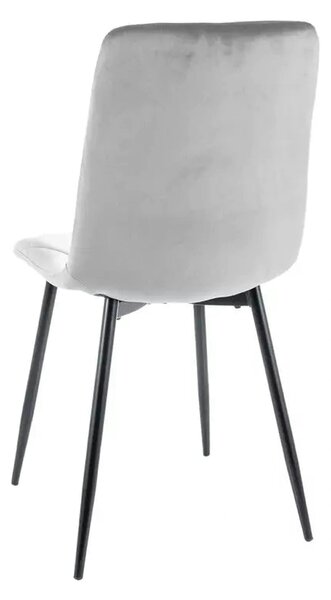 Scaun TOM, gri deschis/negru, stofa catifelata/metal, 45x39x91 cm