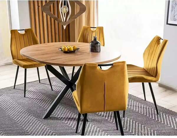 Masa extensibila pentru sufragerie GASTON, stejar/negru, 100/135x100x7