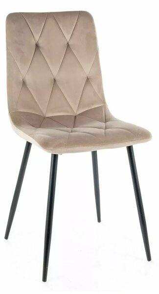 Scaun bucatarie cu spatar TOM, bej/negru, stofa catifelata/metal, 45x3