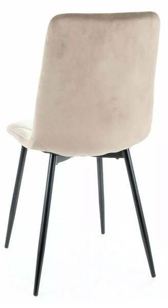 Scaun bucatarie cu spatar TOM, bej/negru, stofa catifelata/metal, 45x3