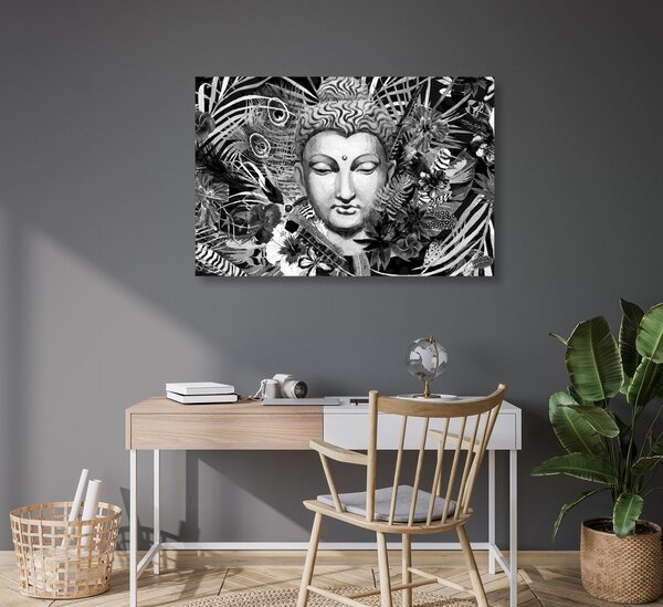 Tablou Budha pe un fundal exotic în design alb-negru