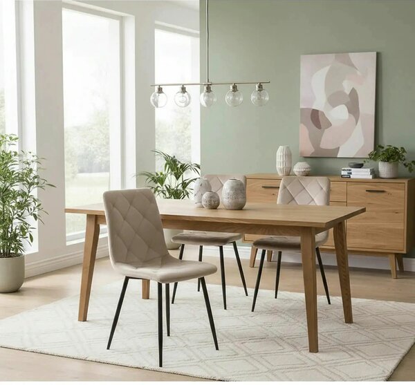 Scaun JERRY, bej/negru, stofa clasica/metal, 45x39x91 cm