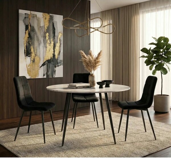 Scaun IVO, negru, stofa catifelata/metal, 45x39x91 cm