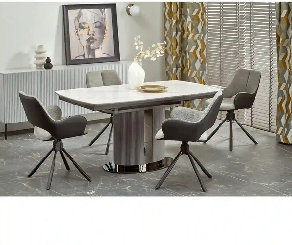 Masa extensibila DANCAN, alb/gri, 160-220x90x76 cm