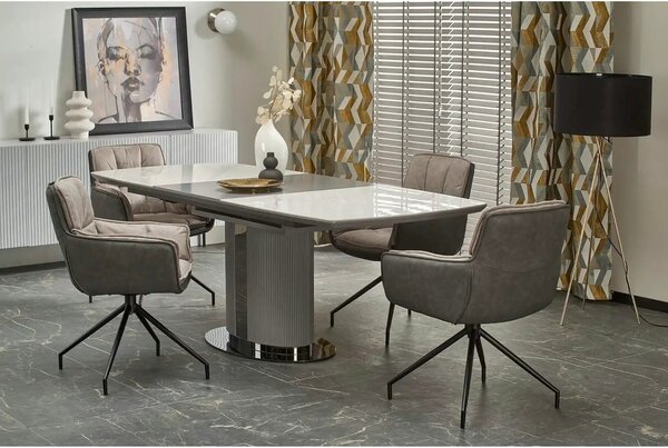 Masa extensibila DANCAN, alb/gri, 160-220x90x76 cm