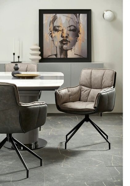 Masa extensibila DANCAN, alb/gri, 160-220x90x76 cm