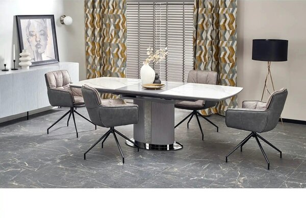 Masa extensibila DANCAN, alb/gri, 160-220x90x76 cm