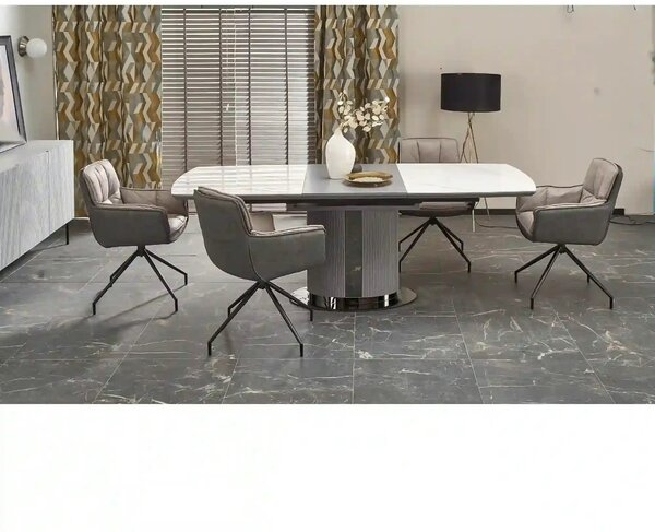Masa extensibila DANCAN, alb/gri, 160-220x90x76 cm