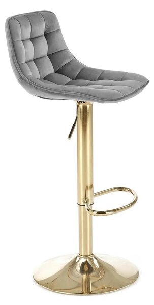 Scaun bar H120, gri/auriu, stofa catifelata/metal, 43x44x84/106 cm
