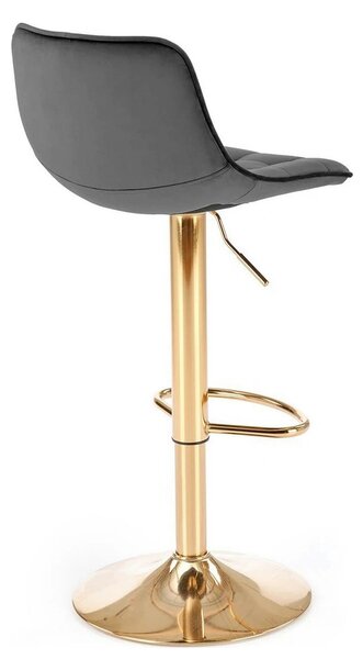 Scaun bar H120, gri/auriu, stofa catifelata/metal, 43x44x84/106 cm