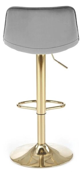 Scaun bar H120, gri/auriu, stofa catifelata/metal, 43x44x84/106 cm