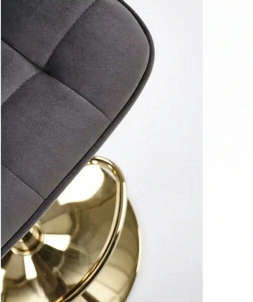 Scaun bar H120, gri/auriu, stofa catifelata/metal, 43x44x84/106 cm