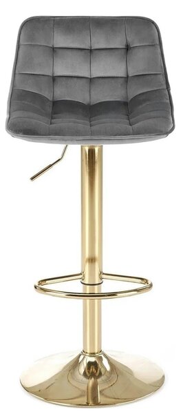 Scaun bar H120, gri/auriu, stofa catifelata/metal, 43x44x84/106 cm