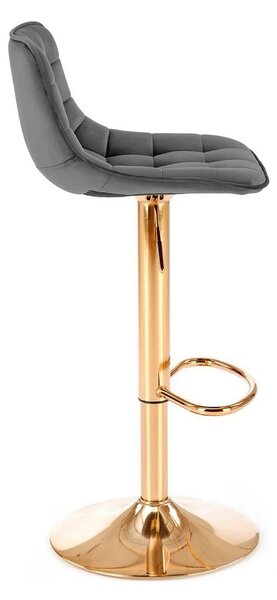 Scaun bar H120, gri/auriu, stofa catifelata/metal, 43x44x84/106 cm