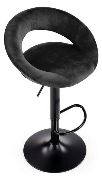 Scaun bar H102, negru, stofa catifelata/otel, 53x48x78/100 cm