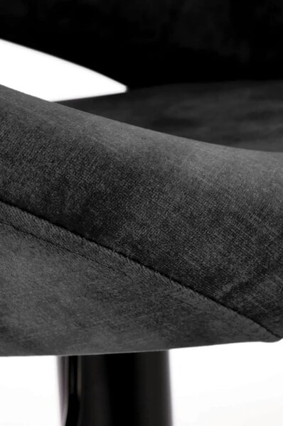 Scaun bar H102, negru, stofa catifelata/otel, 53x48x78/100 cm