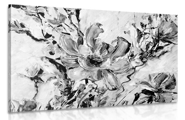 Tablou florile verii pictate în design alb-negru