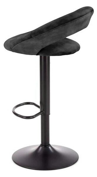 Scaun bar H102, negru, stofa catifelata/otel, 53x48x78/100 cm