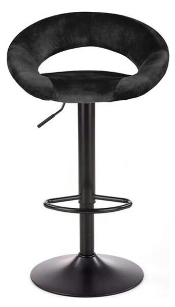 Scaun bar H102, negru, stofa catifelata/otel, 53x48x78/100 cm