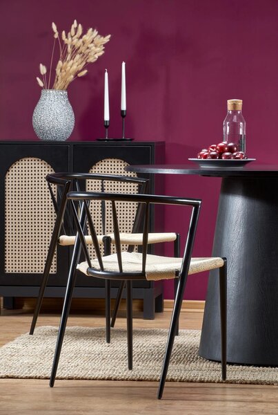 Masa de bucatarie rotunda GINTER, negru, 120x120x77 cm