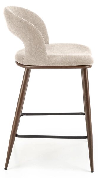 Scaun de bar bej H114, stofa clasica/otel, 48x52x92 cm
