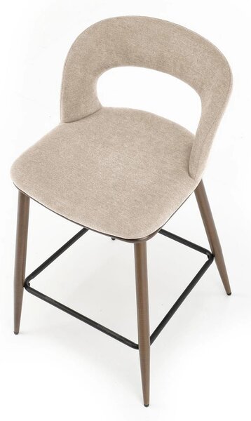 Scaun de bar bej H114, stofa clasica/otel, 48x52x92 cm