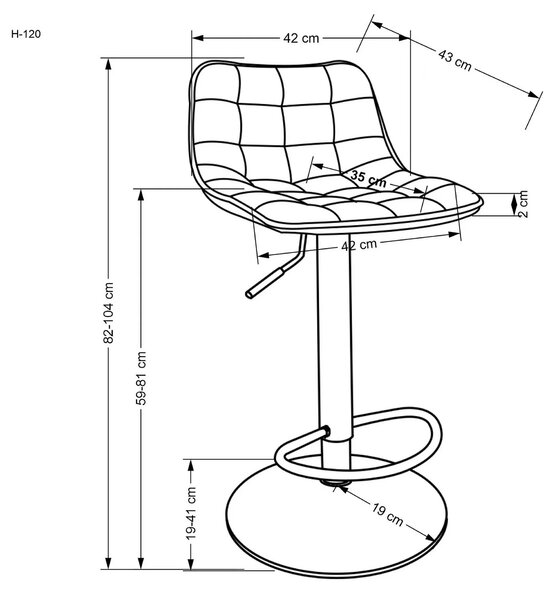 Scaun de bar auriu/verde H120, stofa catifelata/otel, 43x44x84/106 cm