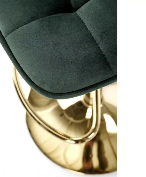 Scaun de bar auriu/verde H120, stofa catifelata/otel, 43x44x84/106 cm