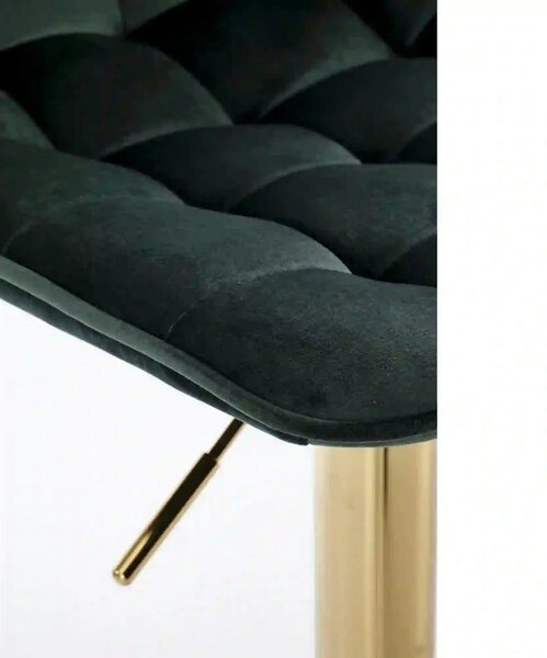 Scaun de bar auriu/verde H120, stofa catifelata/otel, 43x44x84/106 cm