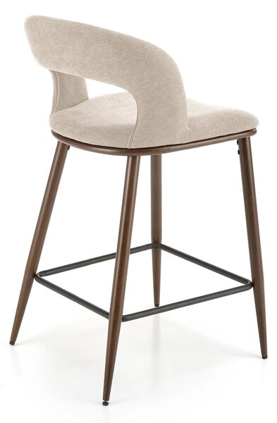 Scaun de bar bej H114, stofa clasica/otel, 48x52x92 cm