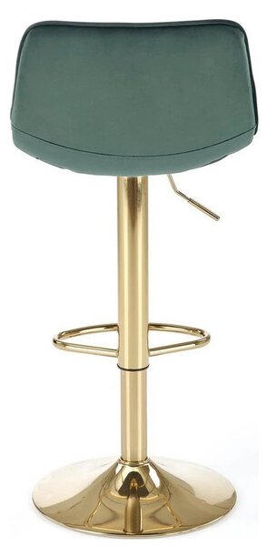 Scaun de bar auriu/verde H120, stofa catifelata/otel, 43x44x84/106 cm