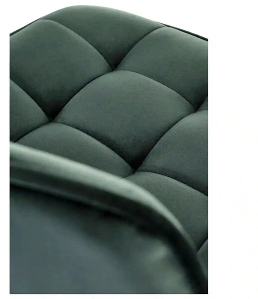 Scaun de bar auriu/verde H120, stofa catifelata/otel, 43x44x84/106 cm