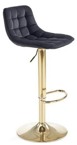 Scaun de bar auriu H120, stofa catifelata/otel, 43x44x84/106 cm