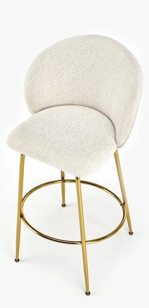 Scaun de bar auriu H116, stofa bucle/otel, 50x59x101 cm