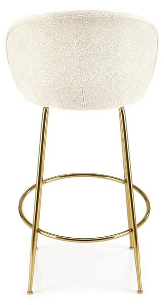 Scaun de bar auriu H116, stofa bucle/otel, 50x59x101 cm