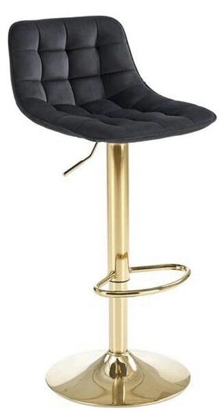 Scaun de bar auriu H120, stofa catifelata/otel, 43x44x84/106 cm