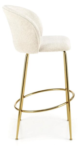 Scaun de bar auriu H116, stofa bucle/otel, 50x59x101 cm