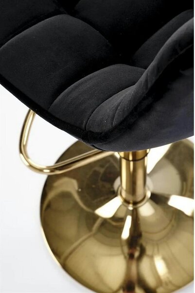 Scaun de bar auriu H120, stofa catifelata/otel, 43x44x84/106 cm
