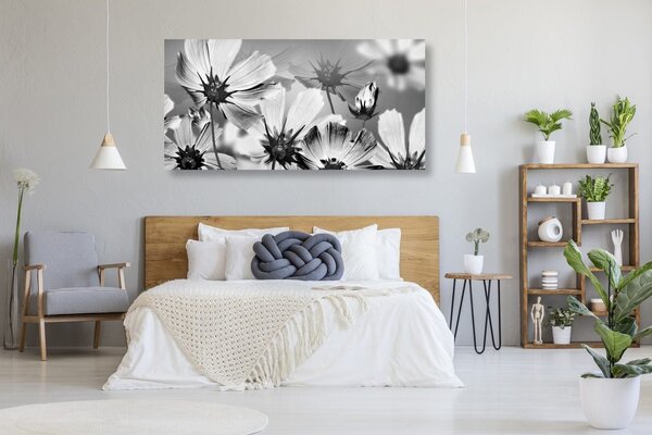 Tablou flori de grădină în design alb-negru
