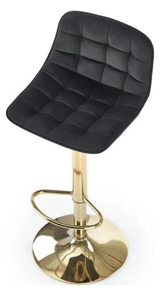Scaun de bar auriu H120, stofa catifelata/otel, 43x44x84/106 cm