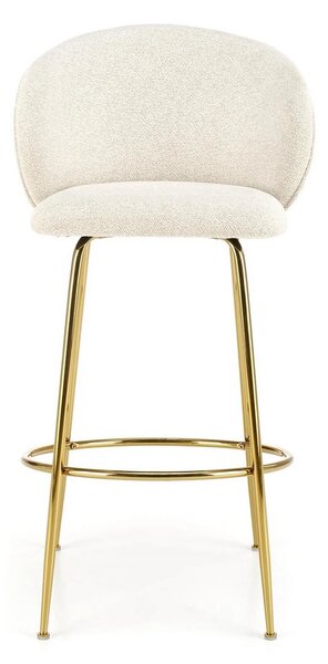 Scaun de bar auriu H116, stofa bucle/otel, 50x59x101 cm