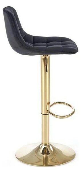 Scaun de bar auriu H120, stofa catifelata/otel, 43x44x84/106 cm