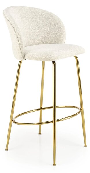 Scaun de bar auriu H116, stofa bucle/otel, 50x59x101 cm