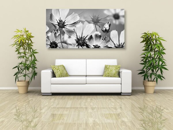 Tablou flori de grădină în design alb-negru